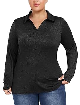 Amazon.com: FOREYOND Women's Plus Size Long Sleeve Polo